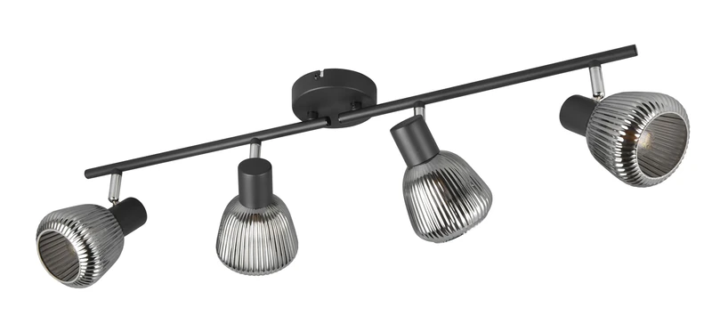 Trio Leuchten Tarifa 862800432 Spot Bar, Matt Black Metal, Glass Chrome Sprayed, Excluding 4X E14