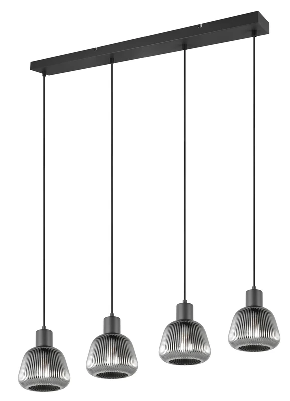 Trio Leuchten Tarifa 362800432 Pendant Light, matt Black Metal, vaporized Chrome Glass, excl. 4X E27