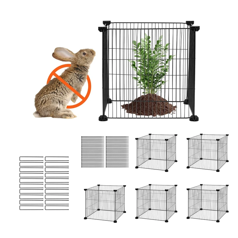 VEVOR 5 Pack Plant Protector from Animals, 15.35'' x 15.35'' Chicken Wire Plant Protector, Plant Cages for Outdoor Plants, Flowers & Vegetables, Keeps Bunny Chicken Squirrels Out, 20pcs Metal Mesh