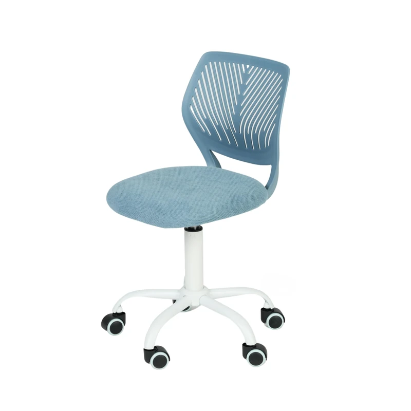Teens Girls Task Chair 360 Swivel Low Mid PP Mesh Back Fabric Seat Height Adjustable Rolling Castor,FABRIC CURIO BLUE