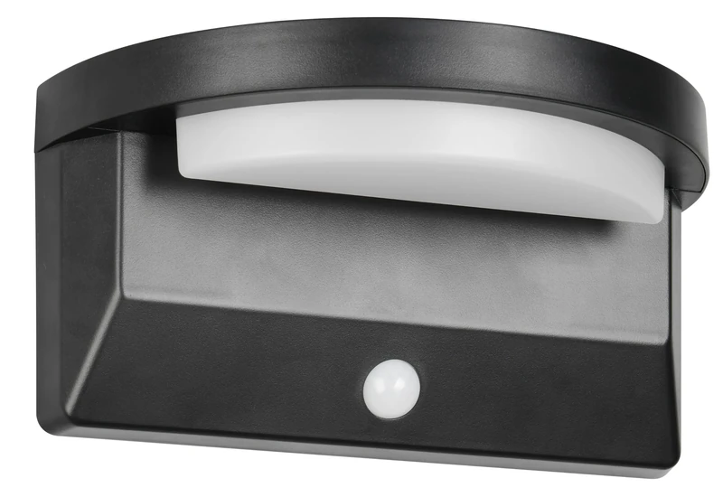 Reality Leuchten LED Outdoor Wall Light Moro R24706132, Plastic Matt Black, 8 Watt LED, Solar Hybrid/Battery, Twilight Sensor, Motion Sensor