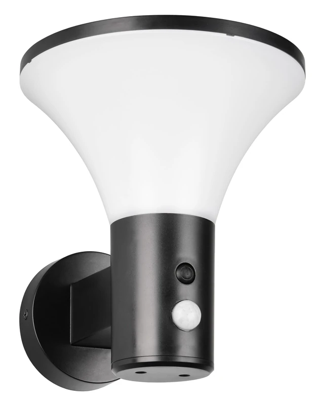 Reality Leuchten LED Outdoor Wall Light Gorda R24676132, Plastic Matte Black, 3.5 Watt LED, Solar/Battery Hybrid, Twilight Sensor, Motion Sensor