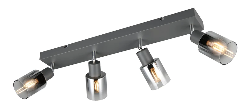 RL LIVE YOUR LIGHT Reality Leuchten Cadiz R81784042 Spotlight Bar, Anthracite Metal, Spray Chrome Glass, Excl. 4X E14