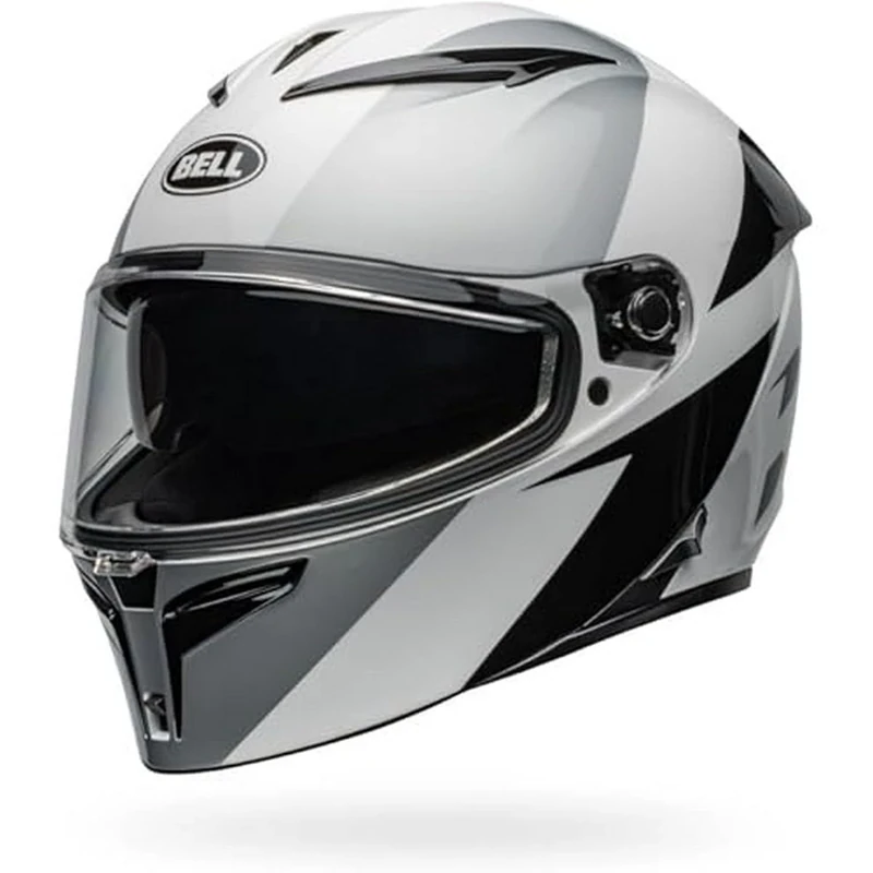 Bell Lithium Shear Gloss ECE6 – Motorcycle Helmet ECE 22.06 Certified – Helmet with Sun Visor – Polycarbonate Shell – Removable Liner – Adjustable Fit – Silver/White, Size: L