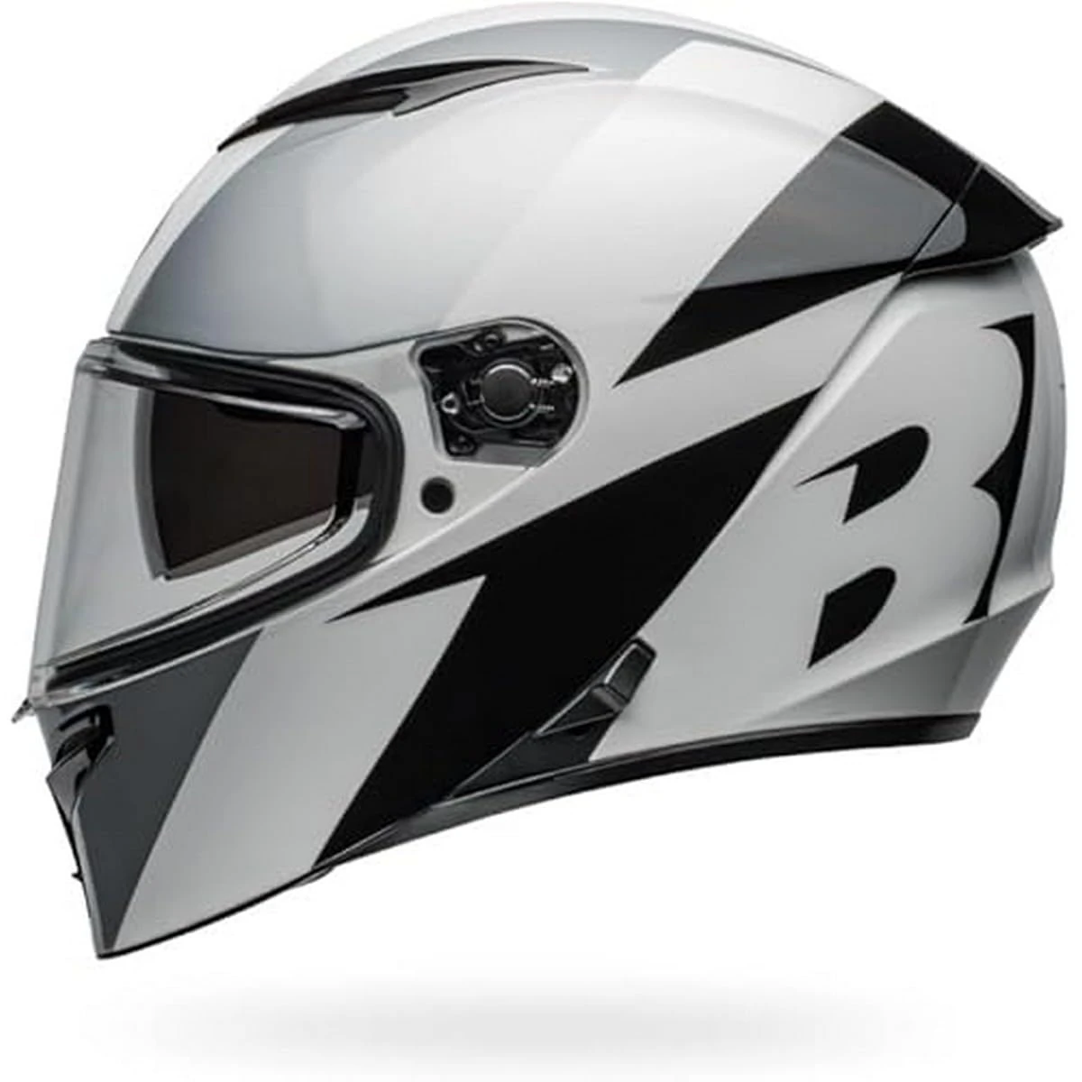 Bell Lithium Shear Gloss ECE6 – Motorcycle Helmet ECE 22.06 Certified – Helmet with Sun Visor – Polycarbonate Shell – Removable Liner – Adjustable Fit – Silver/White, Size: M
