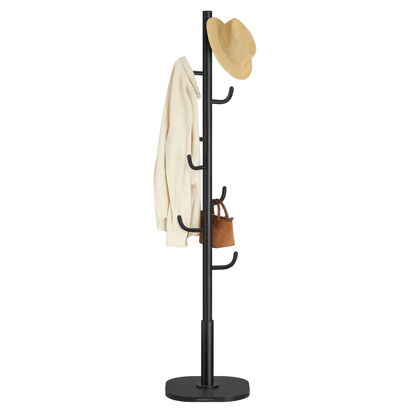 SONGMICS HOME Cactus-Shaped Coat Rack, Freestanding Stand With 8 Sturdy Hooks, Curved Ends, 69 Inches Tall, for Clothes, Hats, Bags, Ink Black URCR039B01 - Image 1