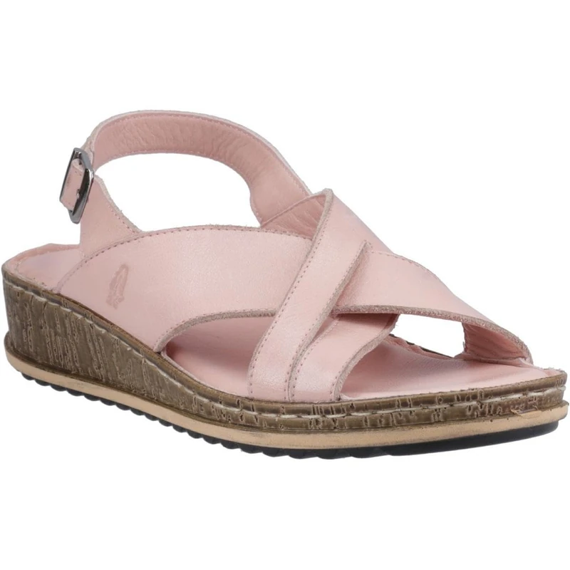 Hush Puppies Female Elena Cross Over Wedge Sandal, Blush, 7