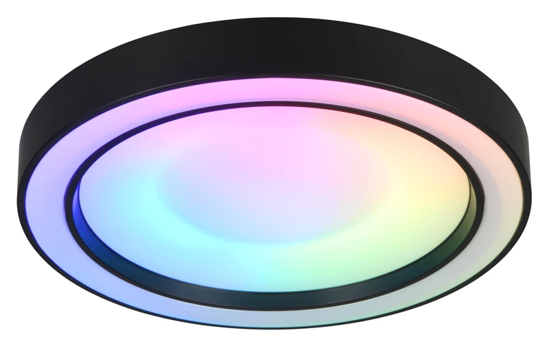Reality Leuchten ARCO R65091432 LED Ceiling Light, Plastic, Matt Black, 22 Watt LED, Colour Changing, Remote Control
