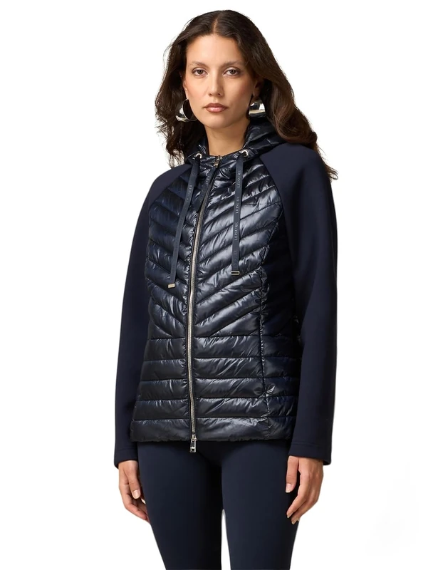 Oltre Women's Lightweight Combined Down Jacket, Blue, S - Image 1