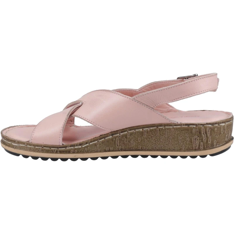 Hush Puppies Female Elena Cross Over Wedge Sandal, Blush, 3