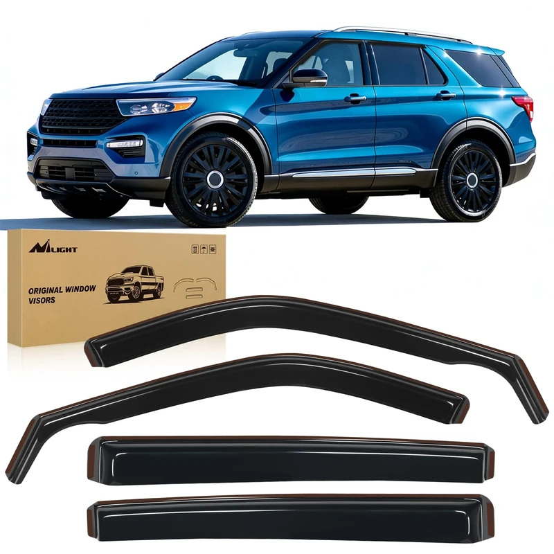 Nilight in Channel Window Deflectors for Ford Explorer 2020 2021 2022 2023 2024 Vent Window Visors, Rain Guards-4PCS