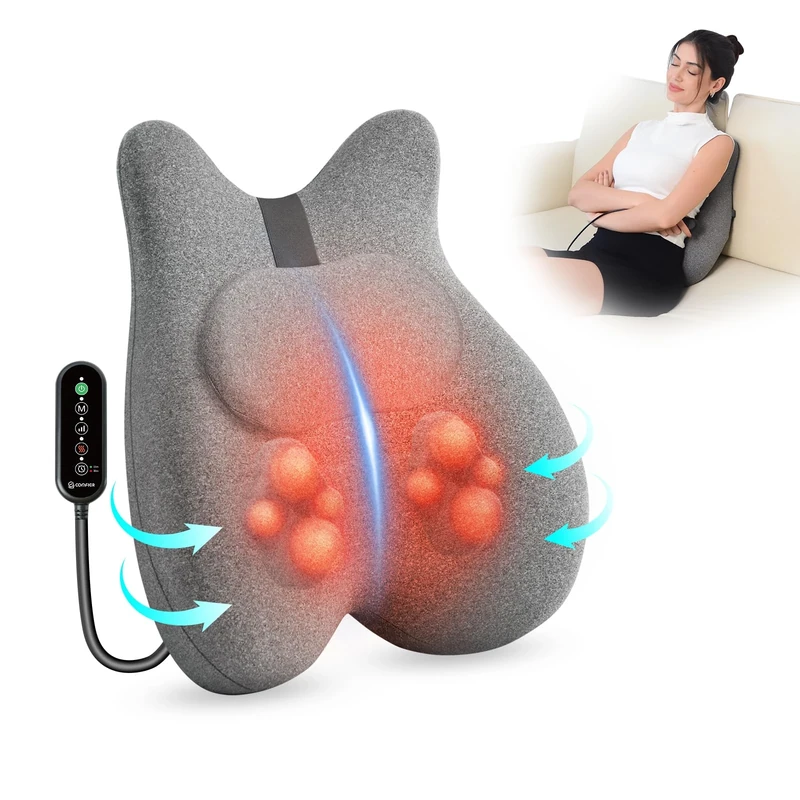 COMFIER Lumbar Cushion, Ergonomic Memory Foam Shoulder Massager, Shiatsu Back Massage with Heat, Graphene Heating Back Massager for Office Chair