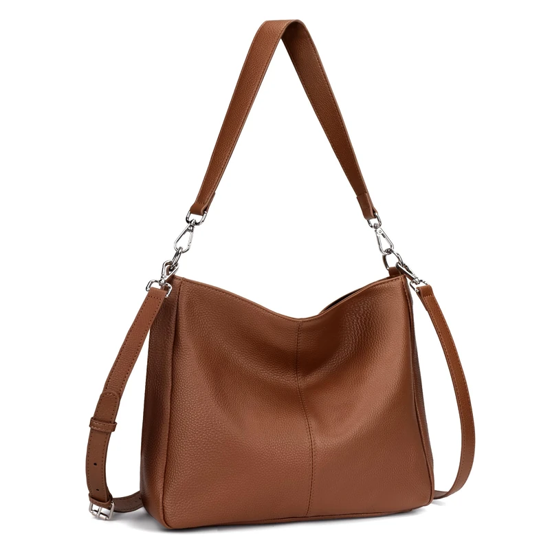 befen Genuine Leather Hobo Bags Purses for Women, Women's Shoulder bag Handbags Crossbody Bag with 2 Shoulder Straps, Brown