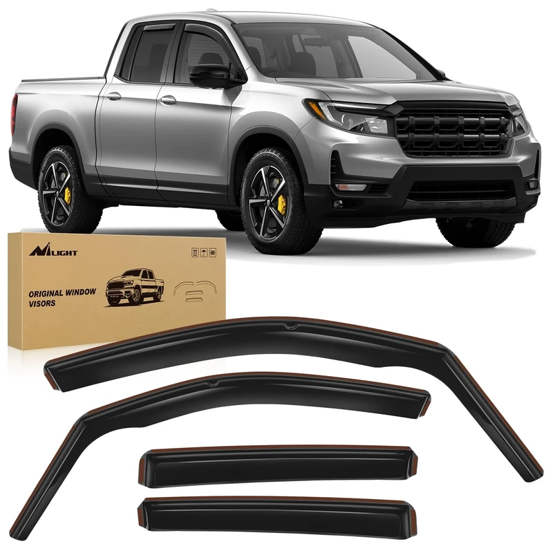 Nilight in Channel Rain Guards for Honda Ridgeline 2017 2018 2019 2020 2021 2022 2023 2024 Original Window Deflectors,Vent Window Visors-4PCS