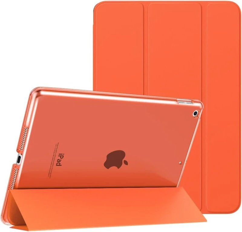 WorldBiz Smart Case For iPad 10.2" (9th Generation 2021) (8th Generation 2020), (7th Generation 2019) Slim Magnetic Stand Cover with Translucent Frosted Back Protector (Auto Wake/Sleep) (Orange)