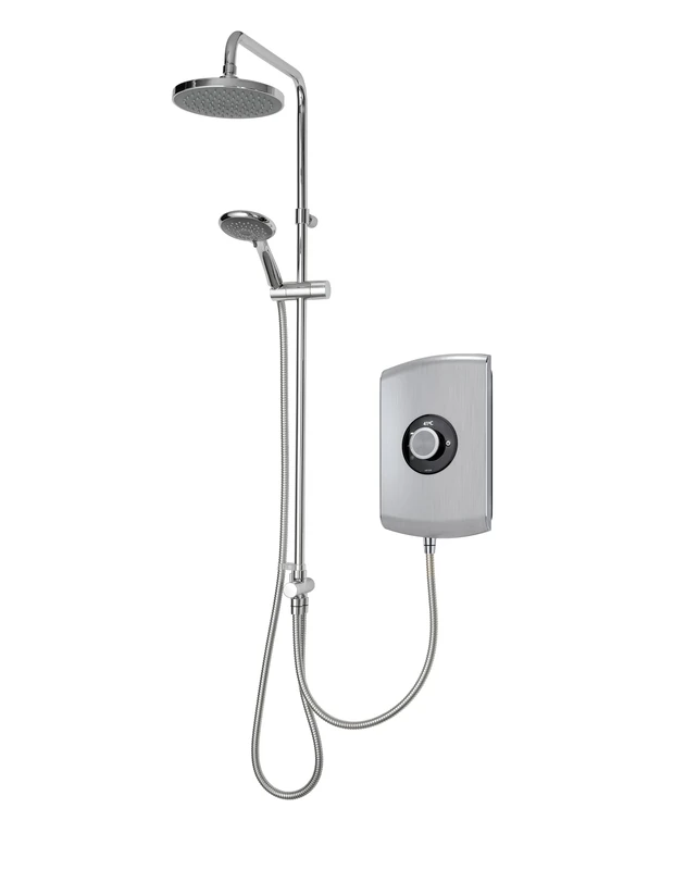Triton Showers GEAMDU96 Amore DuElec | Shower Electric | 9.5KW | Brushed Steel I Electrical Showers | with Showerhead and Anti Twist Hose | Rainfall Shower Head