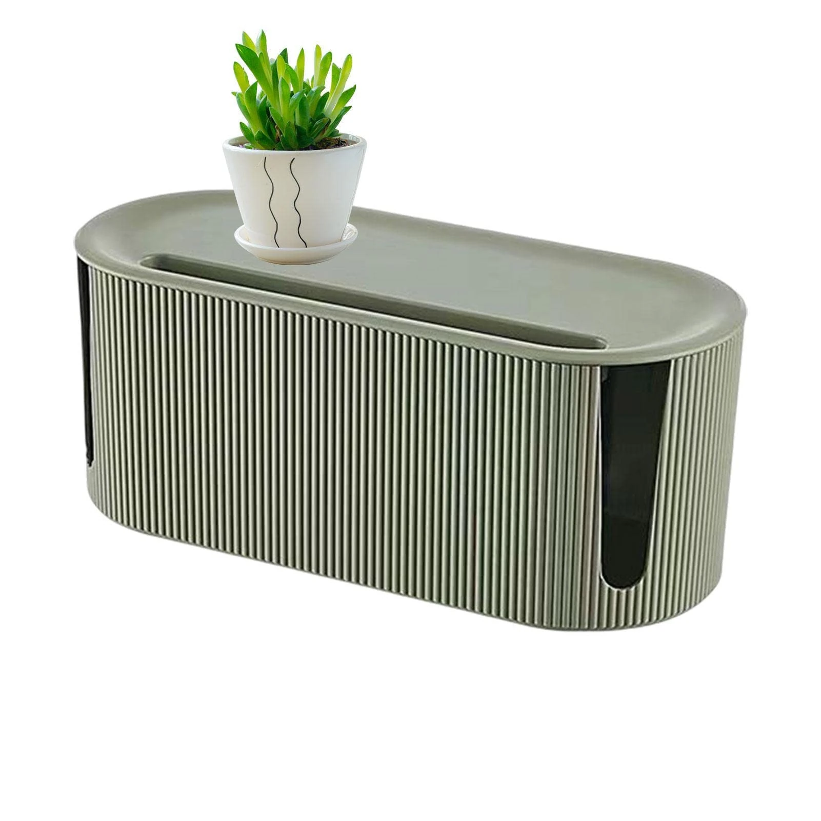 Green no-rdic Cable Management Box Brown Wire Organizer Box ABS Dustproof Cable Tidy Box Wire Storage Extension Hider for Tvs Computers Desks 31x13.5x12.5 Cm