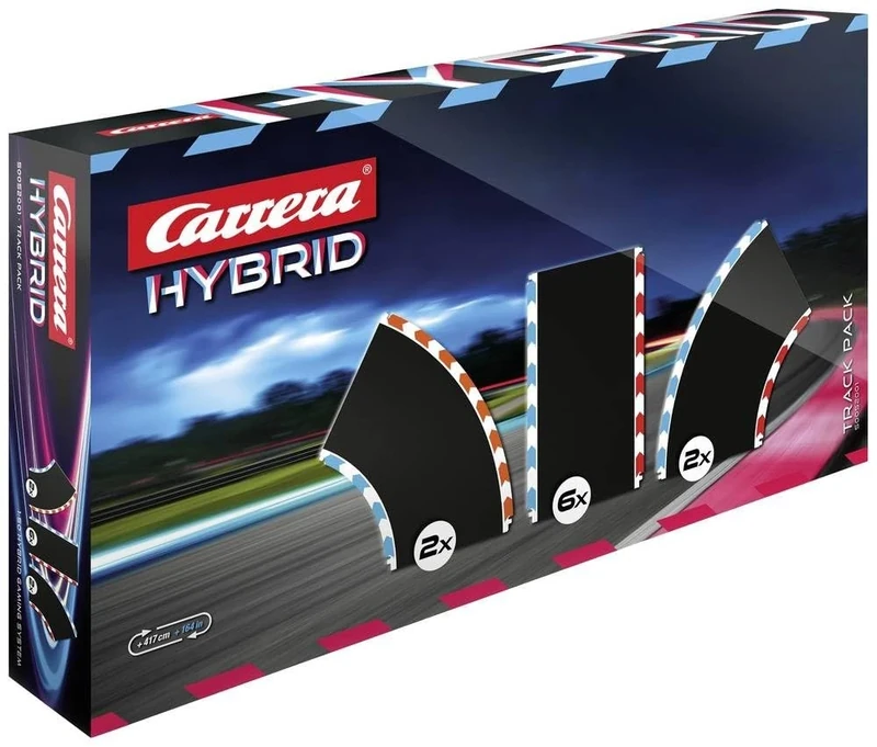 Carrera Hybrid, Track Pack 1, Track Extension with 10 Pieces, 417 cm Length, 2 Right and 2 Left Curves, 6 Straight Track Parts, Perfect for Exciting Track Guides, Black