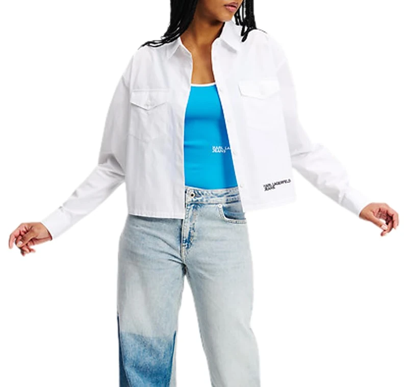 KARL LAGERFELD JEANS, Women's, Logo Shirt, Regular Fit, White, L
