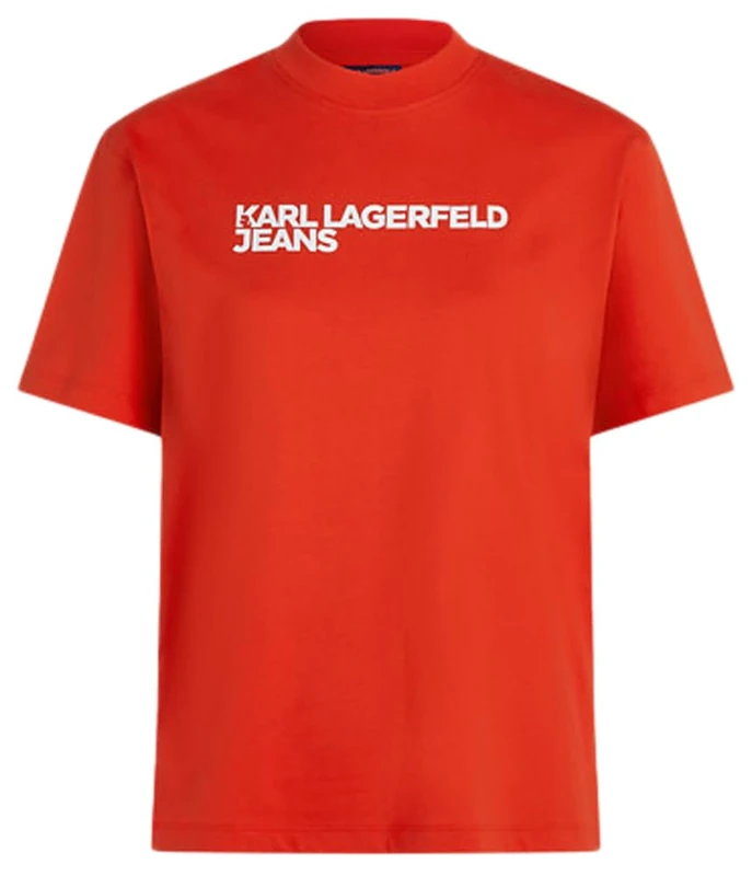 KARL LAGERFELD JEANS Women Regular Short Sleeve Essential T-Shirt Poinciana M - Image 1