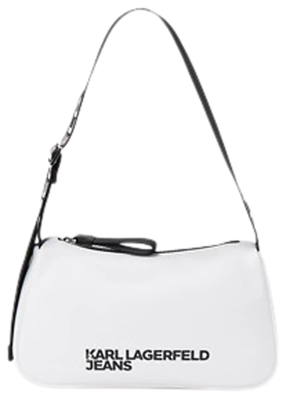 KARL LAGERFELD JEANS, Women's, Essential Nylon Shoulder Bag, White, One size