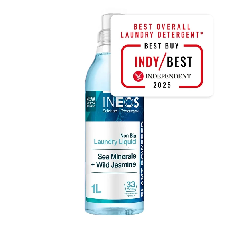 INEOS Next-Gen Non Bio Laundry Washing Liquid Detergent, 33 Washes (1L), Plant Powered, For Sensitive Skin, High Performance Stain Removal, Sea Minerals + Wild Jasmine
