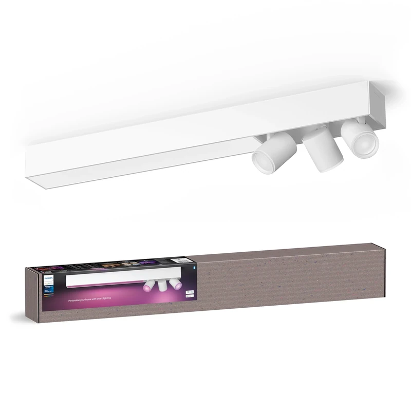 Philips Hue White & Color Ambiance Centris 3-Spotlight, regulable, 16 millones de Colores, controlable mediante app, Compatible con Amazon Alexa, Blanco.