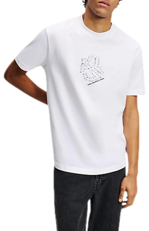 KARL LAGERFELD JEANS, Men's, Regular Short Sleeve Curved Hem Shibori Tee, Regular Fit, White, XS - Image 1