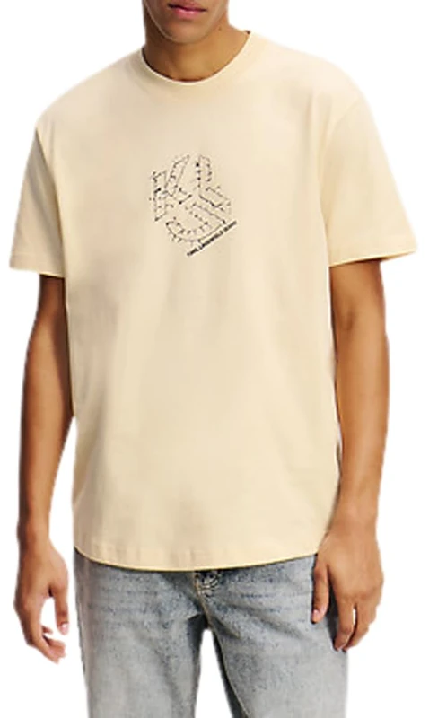 KARL LAGERFELD JEANS, Men's, Regular Short Sleeve Curved Hem Shibori Tee, Regular Fit, Brown, L - Image 1