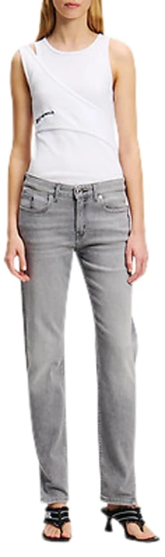 KARL LAGERFELD JEANS, Women's, Mid Rise Slim Denim with Slit, Slim Leg, Grey, 2930