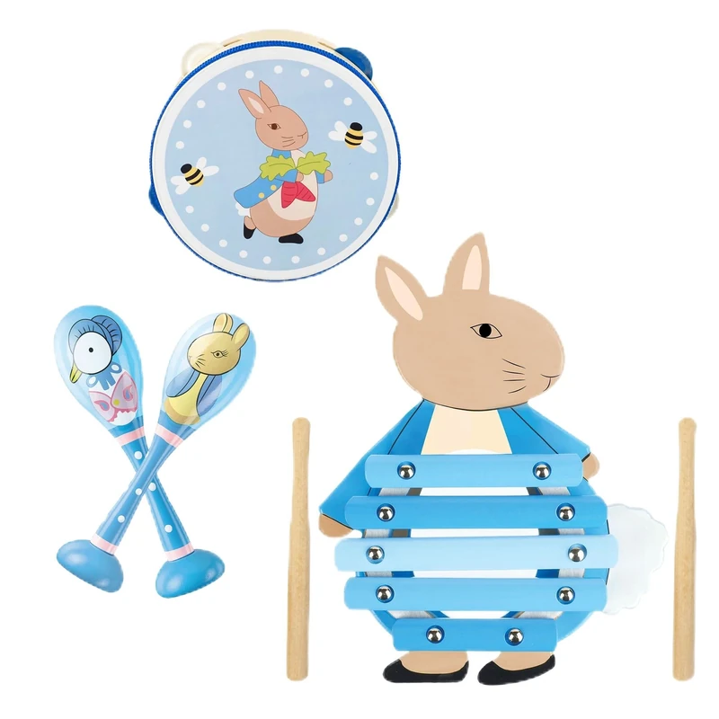 Peter Rabbit Wooden Musical Instruments Set for 18 months Olds, Toddlers - Wooden Musical Toys, Montessori Toddler Toys - Early Development & Activity Toys by Orange Tree Toys