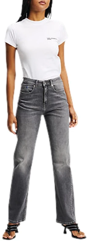 KARL LAGERFELD JEANS, Women's, High Rise Straight Denim, Straight Leg, Grey, 2532