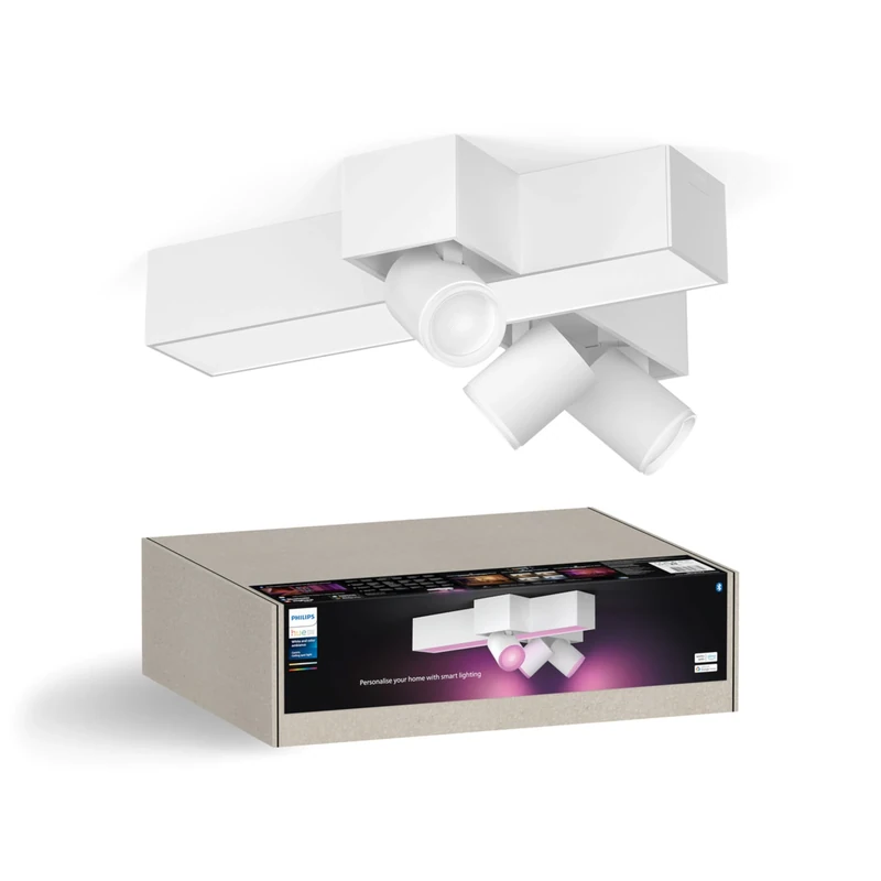 Philips Hue White & Color Ambiance Centris 3-Piece Cross lamp, dimmable, 16 Million Colours, app-Controlled, Amazon Alexa Compatible, White