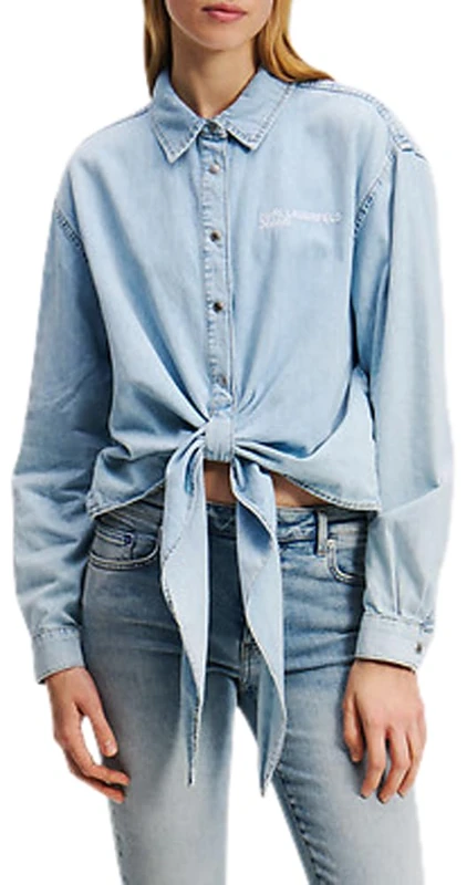 KARL LAGERFELD JEANS, Women's, Denim Wrap Shirt, Regular Fit, Blue, XS