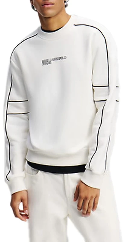 KARL LAGERFELD JEANS, Men's, Regular Piping Sweat, Regular Fit, White, L