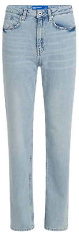 KARL LAGERFELD JEANS, Women's, High Rise Straight Denim with Slit, Straight Leg, Blue, 3030