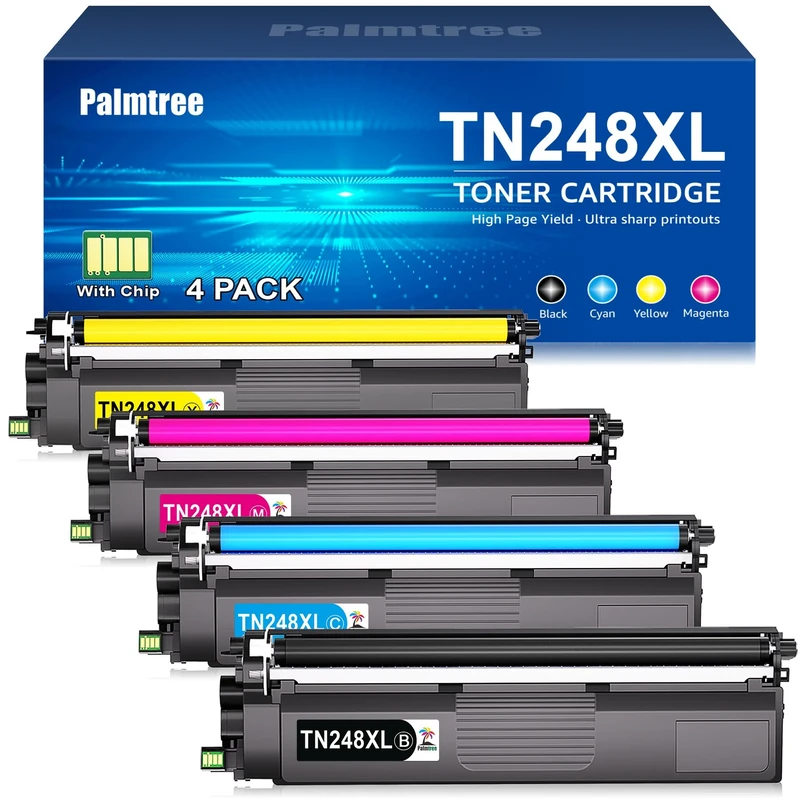 Palmtree TN248XL TN248 Toner Cartridges Compatible for Brother HL-L3220CWE Toner Brother DCP-L3520CDWE Brother HL-L3240CDW Brother DCP-L3560CDW Toner Brother MFC-L3760CDW MFC-L3740CDWE TN-248XL