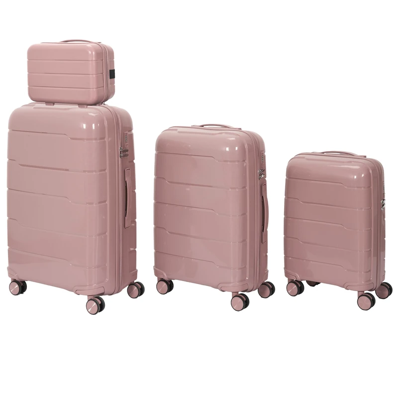 JET LAG, Set of 3 Madrid Suitcases 38L 71L 107L, Optimal Storage Capacity, Elegant and Modern Design, Robust and Durable, Maneuverability and Comfort, Enhanced Safety, Powder Pink