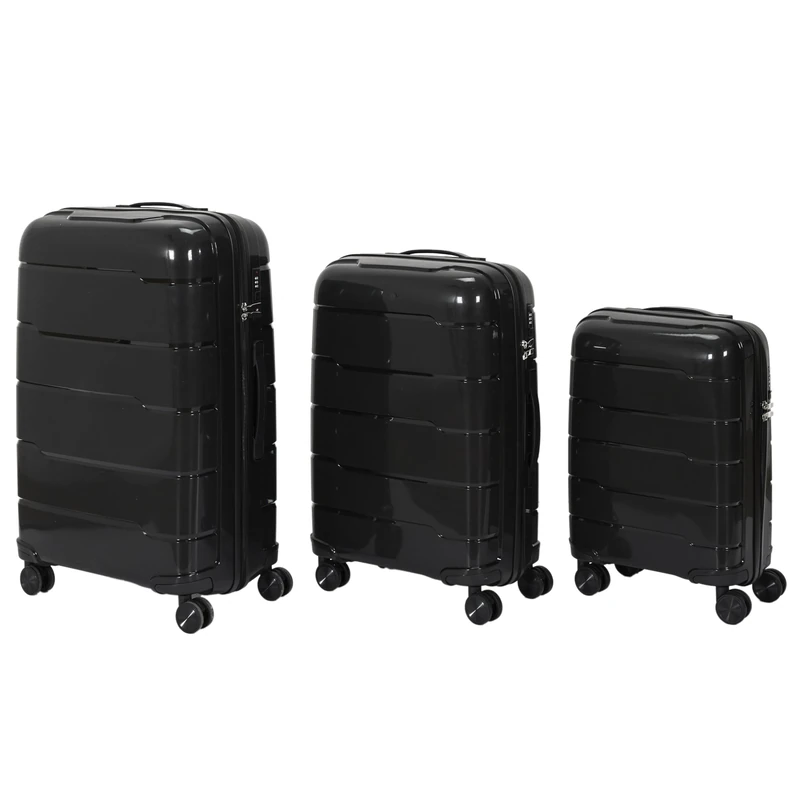 JET LAG, Set of 3 Madrid Suitcases 38L 71L 107L, Optimal Storage Capacity, Elegant and Modern Design, Robust and Durable, Maneuverability and Comfort, Enhanced Safety, Black - Image 1