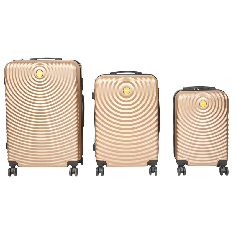 JET LAG, Barcelona 39L 68L 95L 3 Piece Suitcase Set - Optimal Storage Capacity, Chic Spiral Design, Hard Shell (ABS) with Integrated Lock, 360° Swivel Wheels, Beige, M