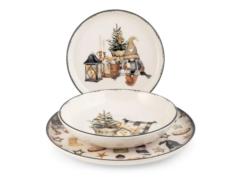 H&h 18-Piece Country Winter Christmas Tableware Set - Image 1
