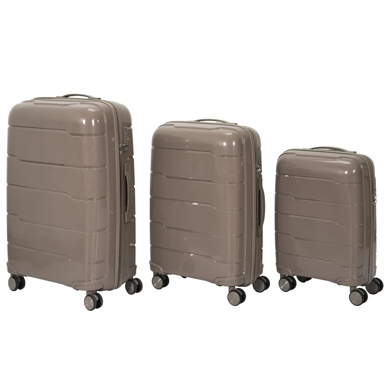 JET LAG, Set of 3 Madrid Suitcases 38L 71L 107L, Optimal Storage Capacity, Elegant and Modern Design, Robust and Durable, Maneuverability and Comfort, Enhanced Safety, Taupe, Petit (38L), Moyen (71L
