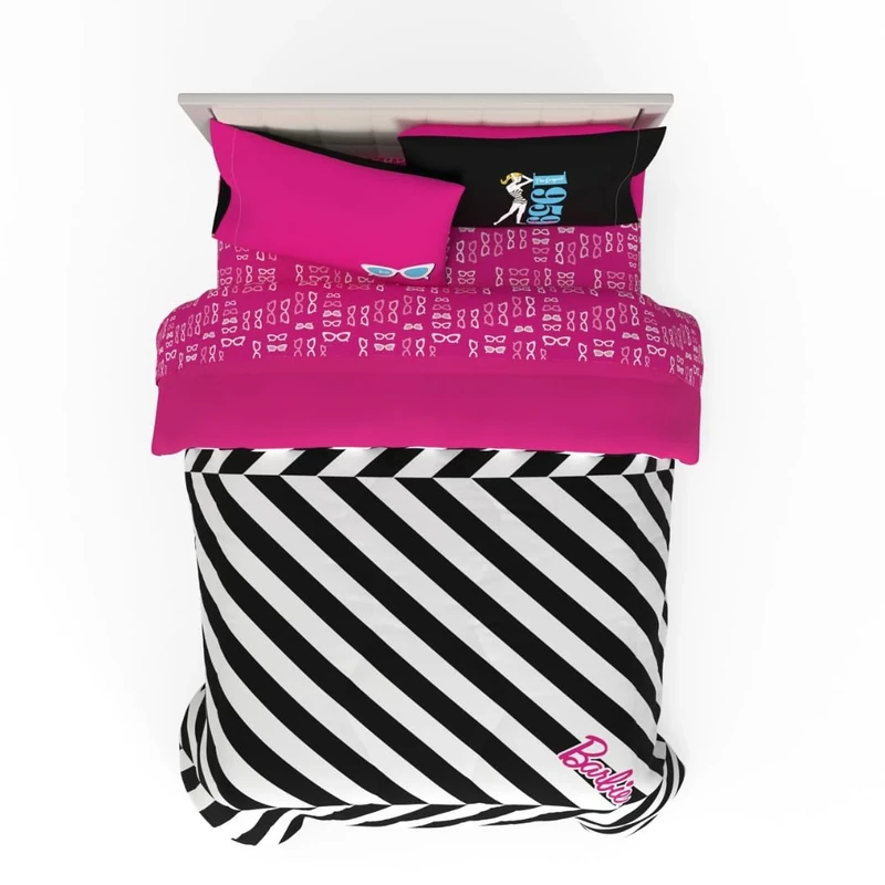 Franco Comforter and Sheet Set, Microfiber, Barbie 1959, 5 Piece Full Size
