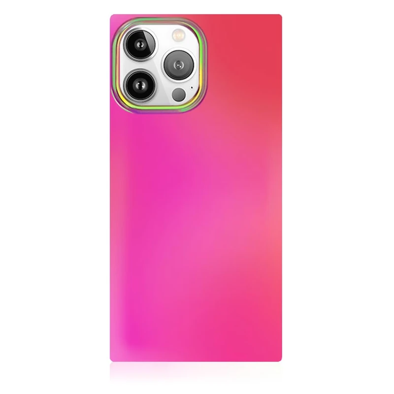 FLAUNT Official Square Protective Case - Compatible with iPhone 15 Pro - Wireless Charging - Stylish Drop Tested Shockproof Phone Case - (Pink Iridescent Satin)