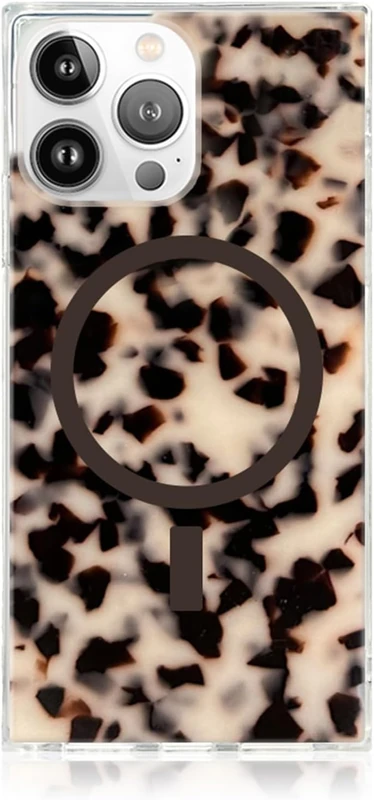 FLAUNT Official Square Protective Case - Compatible with iPhone 14 Pro Max - Compatible with MagSafe & Wireless Charging - Drop-Tested & Shockproof - (Blonde Tortoise Shell)