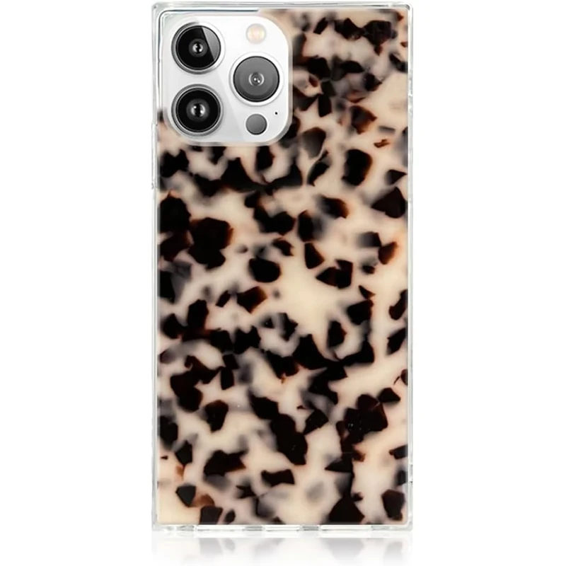 FLAUNT Official Square Protective Case - Compatible with iPhone 14 Pro Max - Wireless Charging - Stylish Drop Tested Shockproof Phone Case - (Blonde Tortoise Shell)