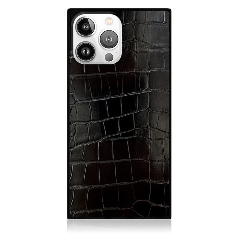FLAUNT Square Protective Case - Compatible with iPhone 15 Pro - Compatible with MagSafe & Wireless Charging - Drop-Tested & Shockproof - The Official Square Phone Case (Black Crocodile) - Image 1