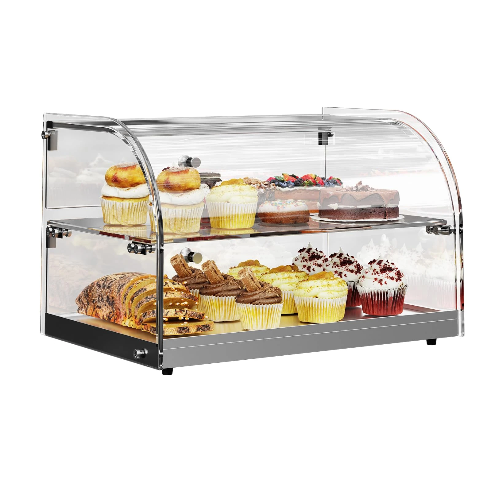 45L Malphi Curved Glass Display Cabinet for Bread, Pastries & Desserts - Commercial Showcase for Bakeries & Cafes,561 L * 385 W * 371 H (MM)