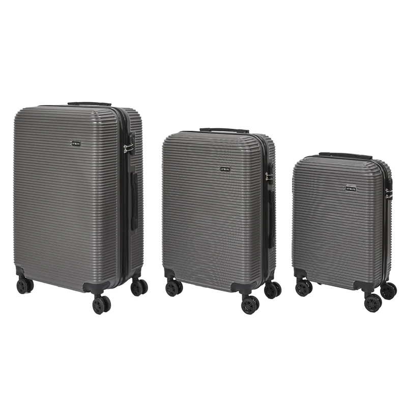 JET LAG, Set of 3 Ibiza Suitcases 43L 68L 95L, Elegant and Modern Design, Optimal Storage Capacity, Robust and Durability, Comfort and Maneuverability, Reinforced Safety, grey
