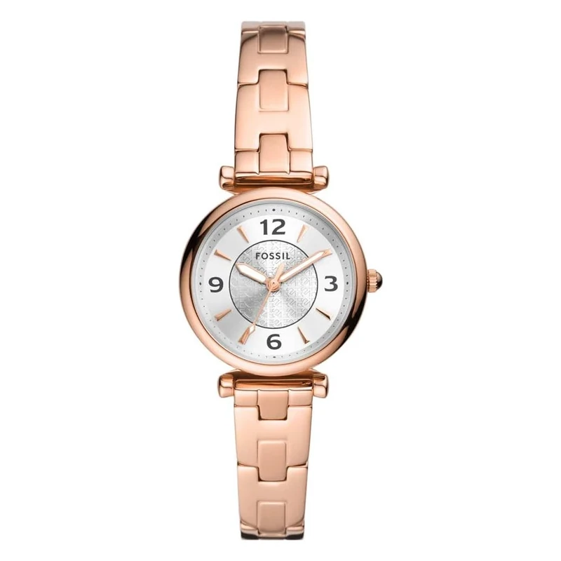 FOSSIL Carlie Watch for Women, Rose Gold Tone Quartz Three Hand Movement with Stainless Steel Strap